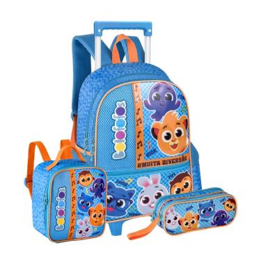 Imagem de Kit Mochila De Rodinhas Bolofofos Lancheira Térmica Estojo