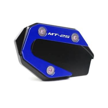 Imagem de Anti-derrapante Para MT-03 mt03 mt 03 25 MT-25 mt25 2015-2018 cnc kickstand pé suporte lateral extensão almofada placa de ampliar(Blue 25)