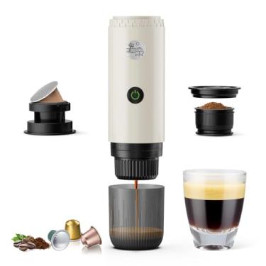 Imagem de Máquina de café expresso elétrica portátil, cafeteira de viagem para acampamento, cafeteira de carro autoaquecimento com USB-C, 3 em 1 com café moído, cápsula NS e cápsula DG para trailer, caminhadas