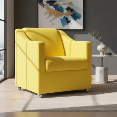 Imagem de Poltrona Decorativa Mila Confortável Para Sala Recepção Consultório Escritório Manicure Cadeira Reforçada Para Sala De Espera Pés Cromado - Clique E Decore (Amarelo)