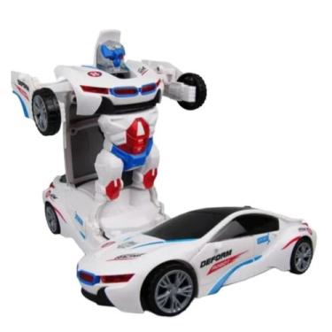 Imagem de Carro Branco Infantil Que Vira Robô Sozinho - Yijun