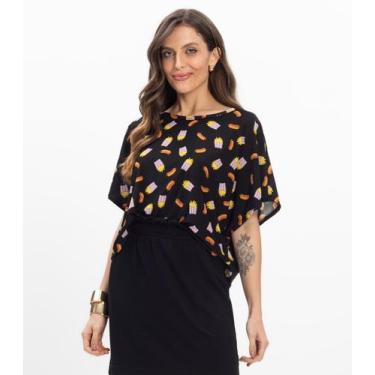 Imagem de Blusa Feminina em Liganete Infinita Cor Preto, P, Preto