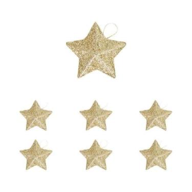 Imagem de Enfeites De Natal Em Forma De Estrela Com Glitter Dourado, Pendentes P