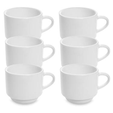 Imagem de Conjunto de xícaras de café, 6 peças, 200 ml, porcelana branca