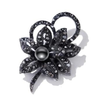 Imagem de la luen Alfinetes de broche para mulheres moda elegante broches lapela emblemas casaco suéter cachecóis vestido acessório festa de casamento baile joias, Product description, Metal, Pérolas