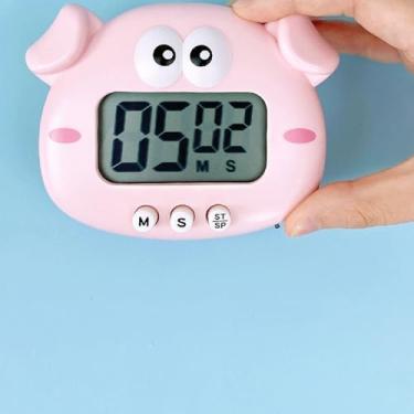 Imagem de Despertador digital com temporizador de cozinha, lembrete preciso para estudos de cozimento, estudantes domésticos (porco rosa)