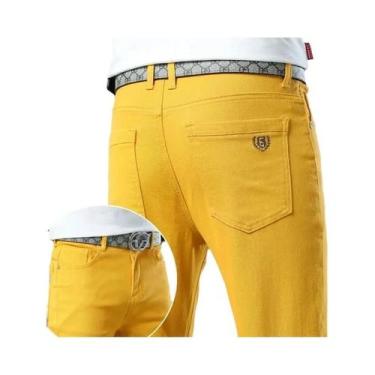 Imagem de Calças Jeans Coloridas De Denim Elástico Para Homens, Ajuste Slim, Ama