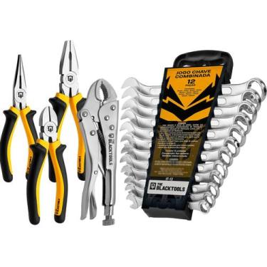 Imagem de Kit Alicate Universal Bico Corte E Pressão Com Jogo De Chave Combinada