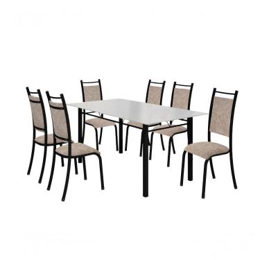 Imagem de Conjunto Verona 06 Cadeiras Com Base Piauí Bm Tubulares Off White-courino 12