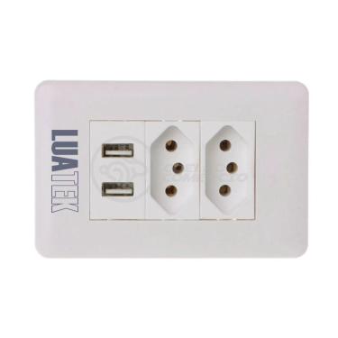 Imagem de Tomada De Parede 2 Entrada Fonte 2 Usb 5v 10a Bivolt
