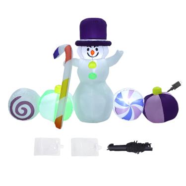 Imagem de Mingzhe Boneco de Neve Inflável de Natal Homem Neve LED Luz Jardim Pátio Gramado Decoração Ao Ar Livre (Plugue EUA 100-120V)