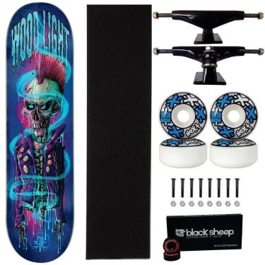 Imagem de Skate Wood Light Fiberglass Montado 8.0 Caveira Punk Next 53-Masculino