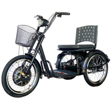 Imagem de Triciclo Elétrico 800W Assento com Almofada Freio a Disco Alarme Fox P