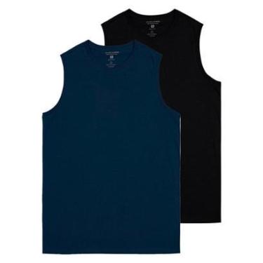 Imagem de Kit com 2 Camisetas Masculina Regata Malwee 1000004421 Azul Marinho-Masculino