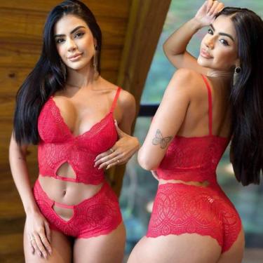 Imagem de Conjunto Cropped Caleçon Rendado Sensual sem bojo sem aro sexy - Like4