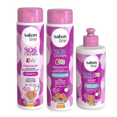 Imagem de Kit Shampoo+Condicionador+Creme De Pentear Salon Line Sos Cachos Kids 