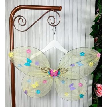 Imagem de Asa de Borboleta Fadinha Infantil Amarela - Fantasia para Crianças - P