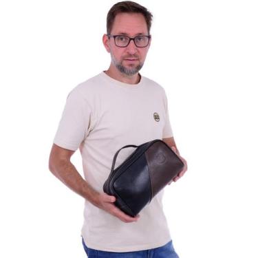 Imagem de Necessaire em Couro Legítimo Organizador de Viagem Higiene Barbearia M