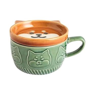 Imagem de Caneca De Cerâmica Com Tampa De Gato Fofo, Estética Elevada, Desenho A