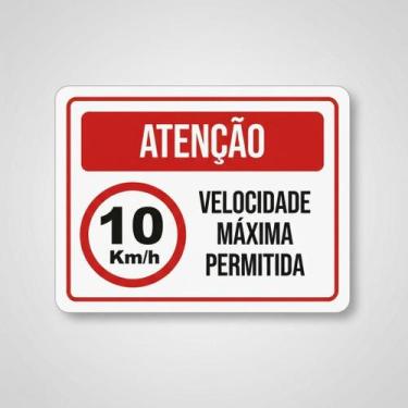Imagem de Placa Acm Atenção 20Km Velocidade Máxima 18X23 - Sinalizo