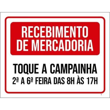 Imagem de Kit 10 Placa Acm Recebimento Mercadoria Toque Campainha18X23 - Sinaliz