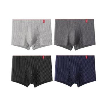 Imagem de Cuecas Boxer Masculinas Sexy Com Listras, 4 Unidades/lote, Roupa Íntim