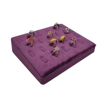 Imagem de Bandeja Expositora De Joias Em Veludo Roxo Para Anéis, Brincos, Colare