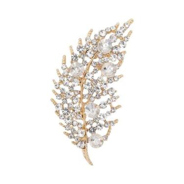 Imagem de Broches De Folha Coloridos Com Strass Para Mulheres E Unissex, Alfinet