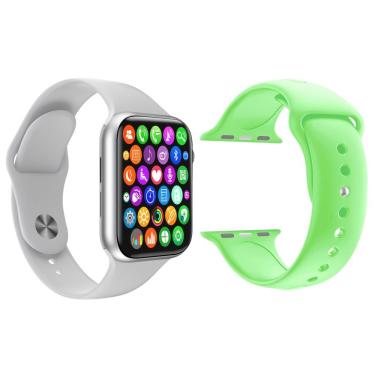 Imagem de Kit 1 Smartwatch Iwo8 Lite Plus Branco + 1 Pulseira Verde