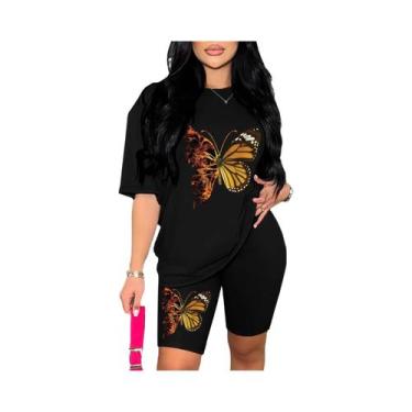 Imagem de Conjunto Casual De Verão Para Mulheres Com Estampa De Borboleta, Camis
