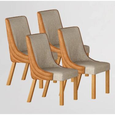 Imagem de Conjunto Com 4 Cadeiras Belle Terracota/Linho Palha - Leifer