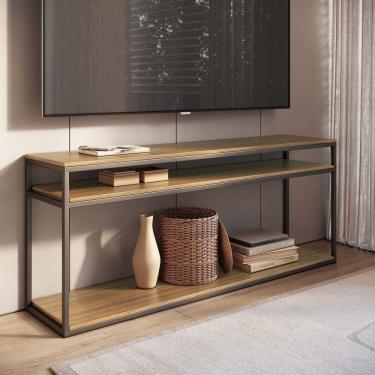 Imagem de Rack para Tv Industrial Ferro com Mdf Paris Freijó/Preto