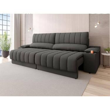 Imagem de Sofá com Porta Copos Carregador USB Ret Rec Murano 2,50m Velosuede - NETSOFAS