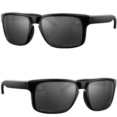 Imagem de Óculos de Sol Masculino Armação em acetato preto fosco, lentes com pro