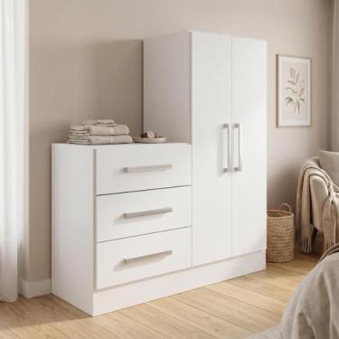 Imagem de Cômoda para Quarto 3 Gavetas 2 Portas Dunas Branco Yescasa