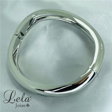 Imagem de Bracelete orgânico com ondulações folheado a ródio branco - LELA JOIAS