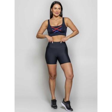 Imagem de Top Run More Media Sustentacao - feminino - preto e azul, Pto, Azlcla,