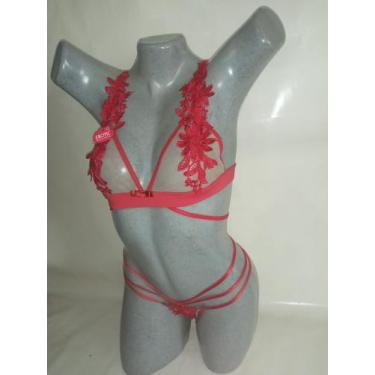 Imagem de Conjunto de tule composto por sutiã e calcinha de renda griper Tamanho