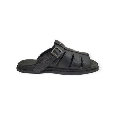 Imagem de Sandália Abc Papete em Couro Masculino Adulto Ref. 8080, 41, Preto