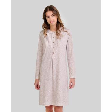 Imagem de Camisola Feminina Floral Macia Bege Lohe, Bege, P