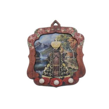 Imagem de Porta Chaves Nossa Senhora Aparecida 3 Pinos - 11x15 cm - Santinhos do