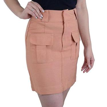 Imagem de Saia Feminina Lado Avesso Cargo Laranja Queimado - L12507, 34, Laranja