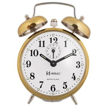 Imagem de Relógio Despertador Analógico Herweg Dourado - 2370 208, Dourado