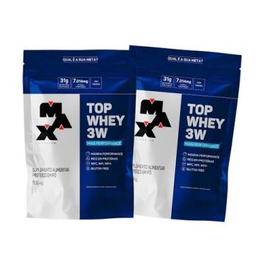 Imagem de 2x Top Whey 3W Whey Protein Isolado 1,8Kg Refil Max Titanium, Chocolat