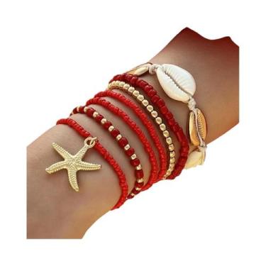 Imagem de Conjunto De Pulseiras Boêmias Femininas Com Conchas, 7 Peças, Pingente