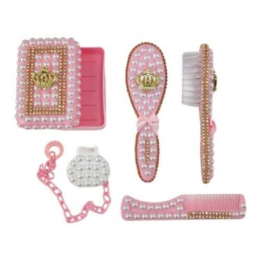 Imagem de Kit higiene de bebê com Escova Pente Saboneteira prendedor de Chupeta 