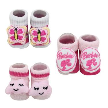 Imagem de Meia 3d bebê pantufa personagens com 3 pares menina e menino - Let Bab
