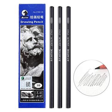 Imagem de lápis de desenho profissional 3b materiais de pintura, hexágono penholder