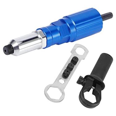 Imagem de Adaptador de arma de rebite elétrico, rebitador de metal sem fio, rebitador de rebites, kit de ferramentas elétricas de encaixe, caixa de fundição de alumínio com 200 peças de rebites, 4 cabeças de rebite