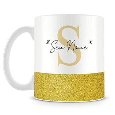 Imagem de Caneca Personalizada Base Glitter Dourada (com Nome)